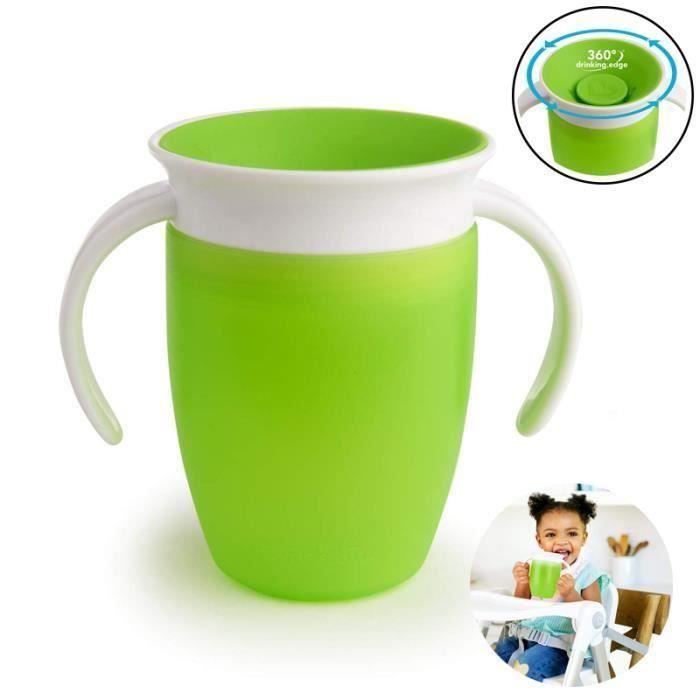 Tasse D Apprentissage Miracle 360 Tasse Anti Fuite Avec Double Poignees Vert 7 Ml T04cae Cdiscount Puericulture Eveil Bebe
