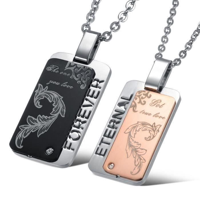 OIDEA 2 Pendentifs Amitié Collier Amour Croix Bague - Acier Inoxydable Argent Pour Couple