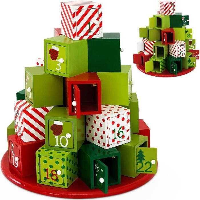 Calendrier De L'Avent En Bois 24 Jours - Père Noël Cheminée à Suspendre - Décoration De Noël Familiale - 8