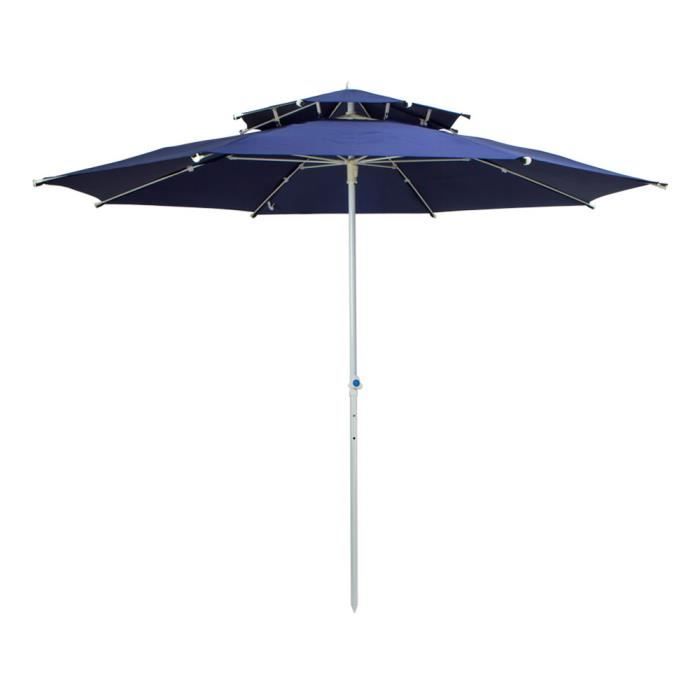 Parasol de jardin octogonal Aktive - 280 cm - double toit - protection UV30 - couleur bleu