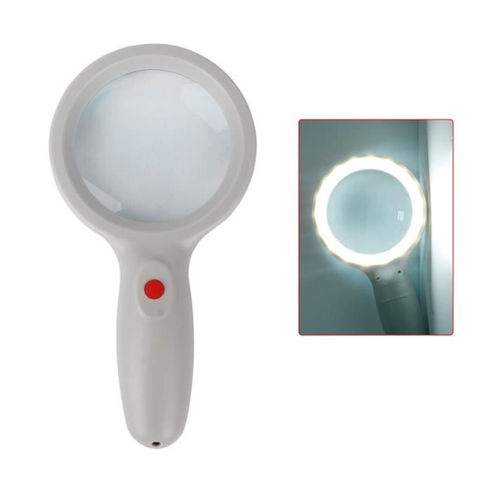 Loupe De Poche éclairée 10x Avec Lampe LED - Diamètre 48mm - Piles Incluses (CR2016) - Marque Uxcell - Couleur Bleu/beige