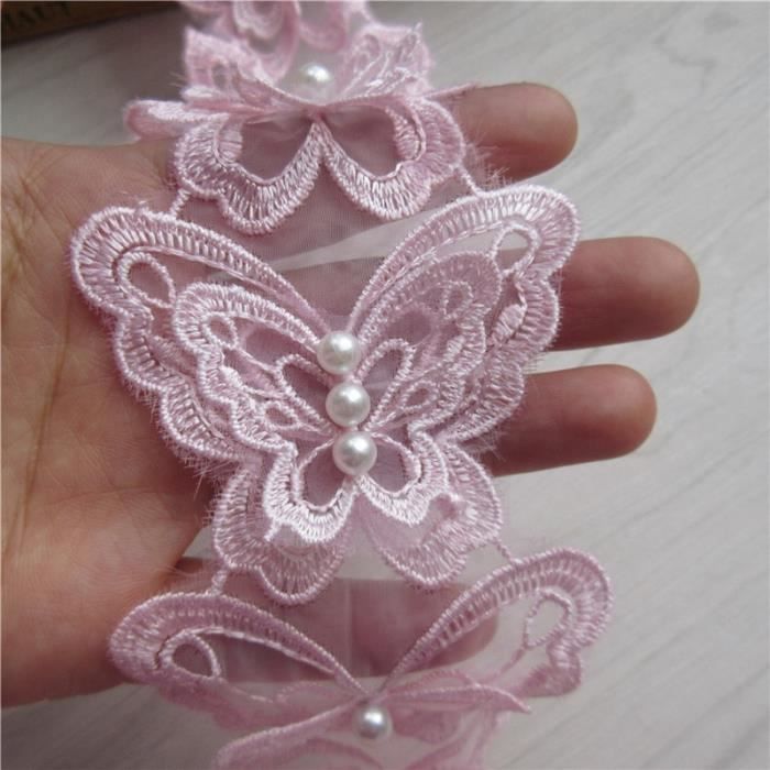 Ruban Dentelle De Tulle Brodé Fleurs Perlées, Col. Paon - La Mercerie Parisienne