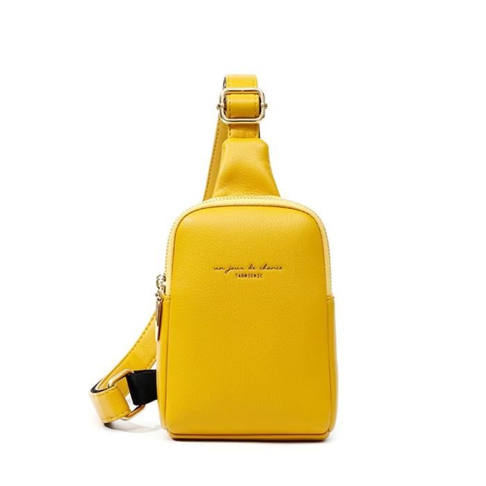 jaune - sac de poitrine en cuir pu pour femmes, sac banane hip hop, mini sacs à bandoulière de bonne qualité,