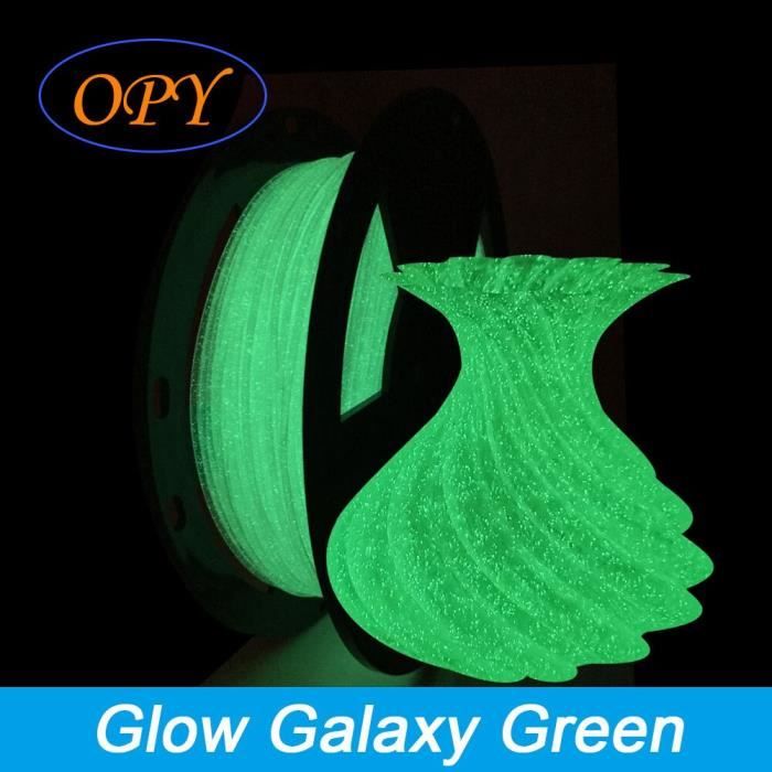 Filament imprimante 3D,Bobine Filament Pla phosphorescent, 1.75 Mm,  impression 3D en vert, 1Kg, 10M, 100G, - Type Glow Galaxy Green - Cdiscount  Informatique