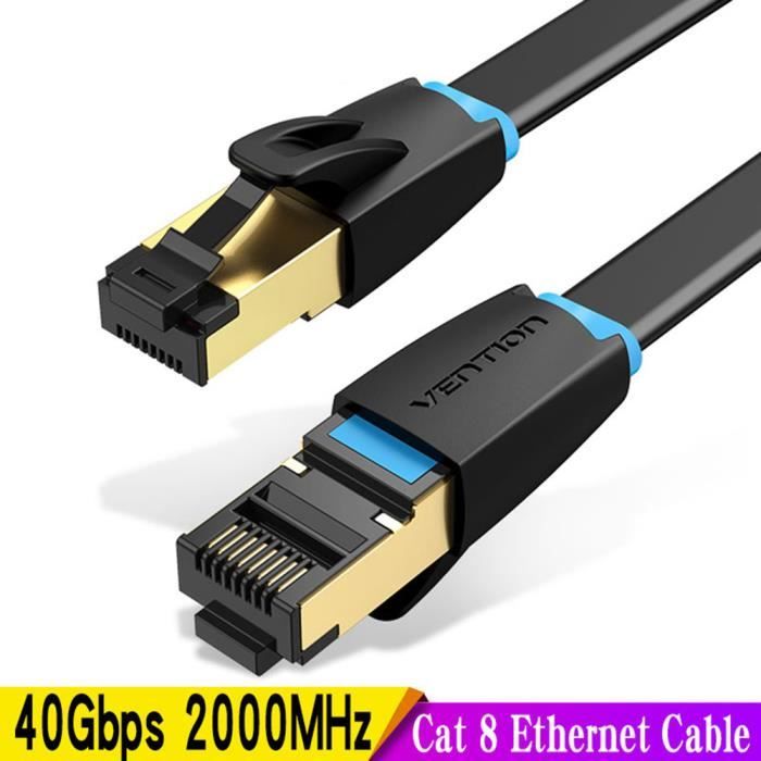 Ototon® 3M Cat 8 Câble Ethernet RJ45 Réseau Plat Haut Débit 40Gbps 2000MHz  SFTP Pour PC TV Box Nintendo Switch - 3M