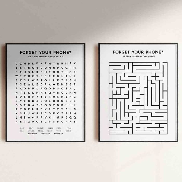 Lot De 3 Affiches Toile Salle De Bain 30x40 Cm - Motif Animaux Noir Et Blanc Et Rose - Déco WC Moderne