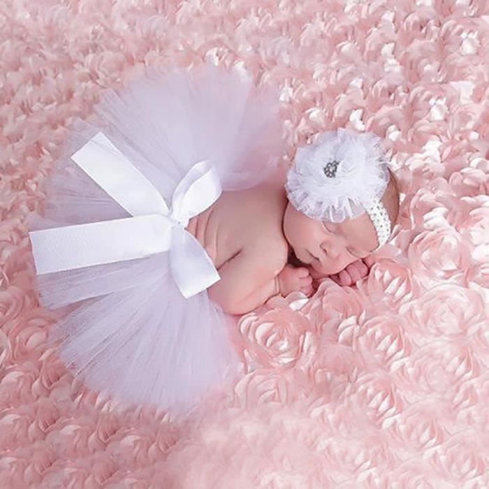 Nouveau Né Bébé Jupe Tutu Avec Mignon Bandeau Fleur Photo blanc Blanc -  Cdiscount Prêt-à-Porter