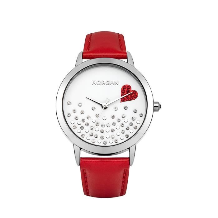 Montre femme Morgan Bracelet cuir Rouge Cdiscount Bijouterie