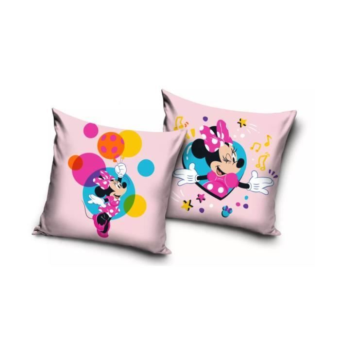 Coussin décoratif - CARBOTEX - Disney Minnie - 40x40 cm - Polyester - Motif cœur et ballons