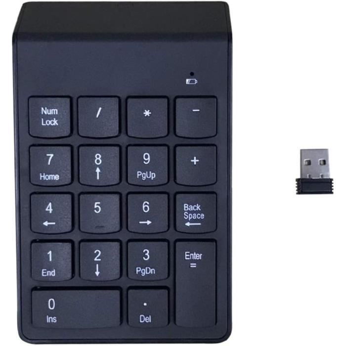 Pavé Numérique Sans Fil 19 Touches - Clavier Portable 2.4 GHz, Batterie Intégrée, Pour Ordinateur Portable Et Bureau
