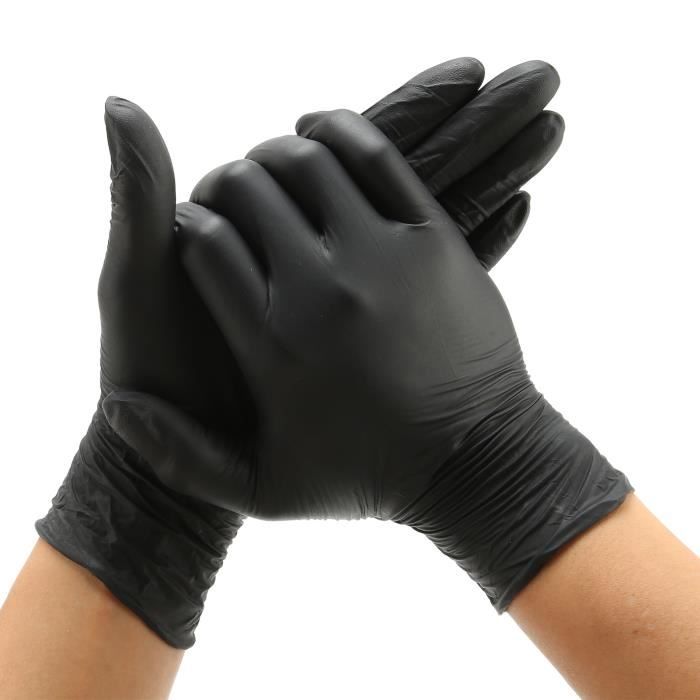 VIL Gants en caoutchouc noirs Lot de 50 gants en caoutchouc jetables poudre  noire texturés pour salon beauté S VL018 - Cdiscount Auto