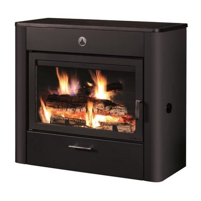 Deville - Poêle à bois 11kw rouge Ventilation & Chauf - PetitMenager