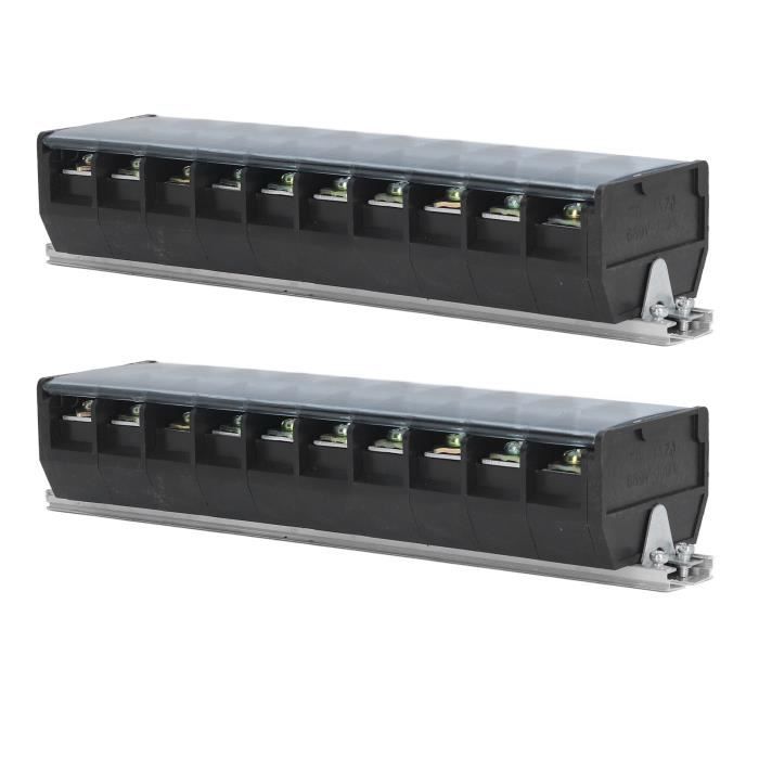 Bornier à Vis Double Rangée 4 Positions – 5 Pièces – 60A – Couvercle Transparent – Pour Connexions électriques Sécurisées Et Organisées