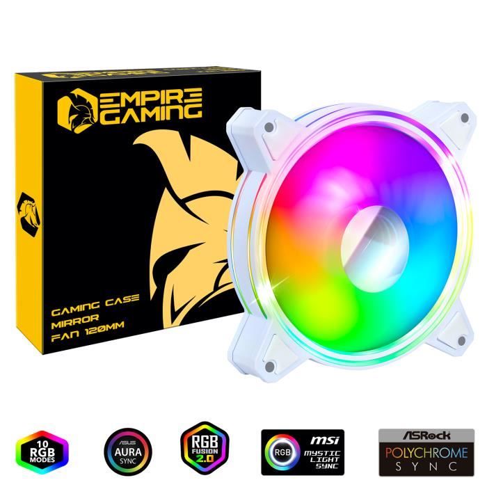 EMPIRE GAMING Ventilateur de Boîtier PC Gamer Mirror 120MM RGB Adressable LED PWM 3 Pins 5