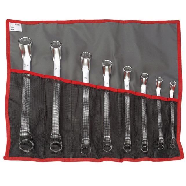 Jeu de 8 clés polygonales contrecoudées en pouces FACOM Série .JUT Profil 12 pans OGV® Chromé satiné