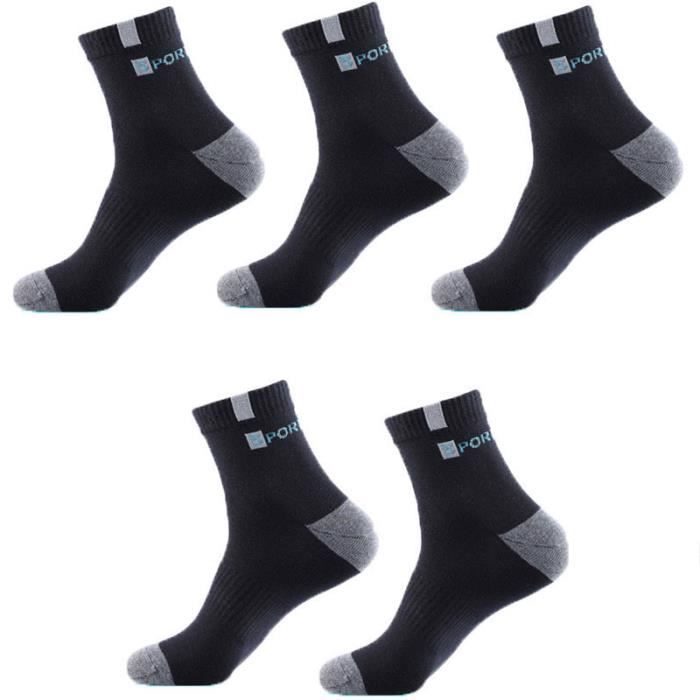 Chaussettes en fibre de bambou pour hommes - GYROOR - 5 paires EU43-47 noires - respirantes et déodorantes