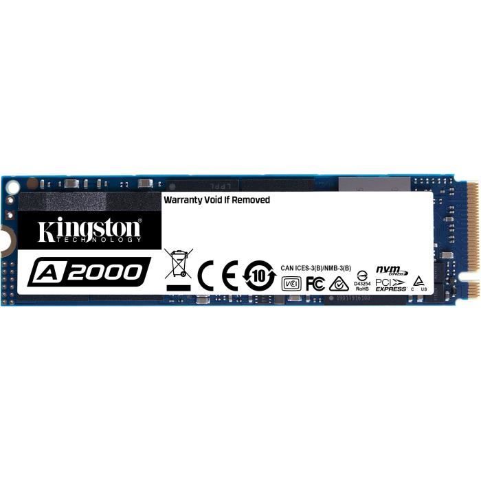 Kingston A2000 SSD chiffré 500 Go interne .2 2280 PCIe 3.0 x4 NVMe AES 256 bits pour Intel Next Unit of Computing 11 Essential Kit NUC11ATKPE