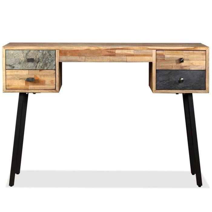 Bureau Vintage En Bois De Teck De Recuperation Massif Avec Tiroir 110 X 50 X 76 Cm Achat Vente Bureau Bureau Vintage En Bois De Cdiscount