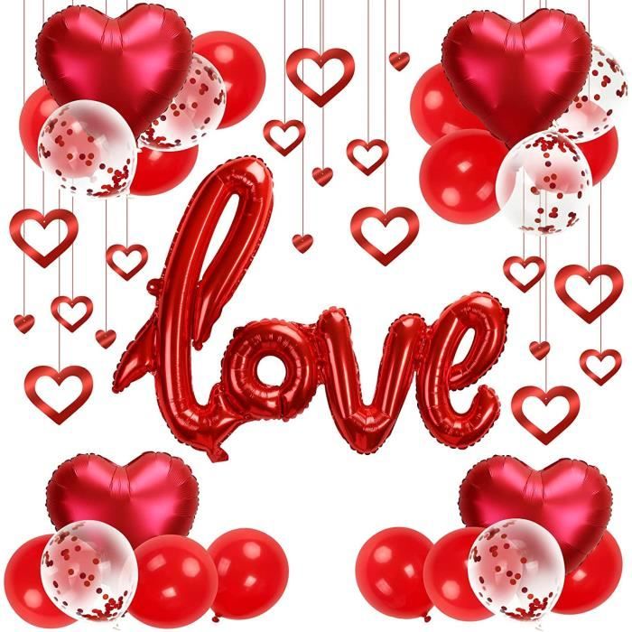 Ballon Feuille M&D Jumbo Cœur Fleurs – Saint-Valentin, Multicolore, Neuf
