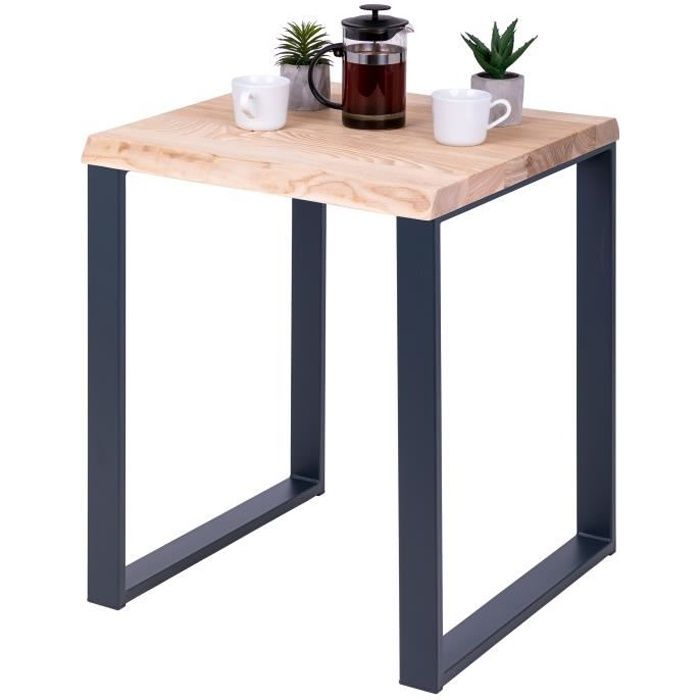lamo manufaktur table de bar cuisine - table haute industrielle - table haute en bois - 60x60x76 cm - gris - modern - sévère