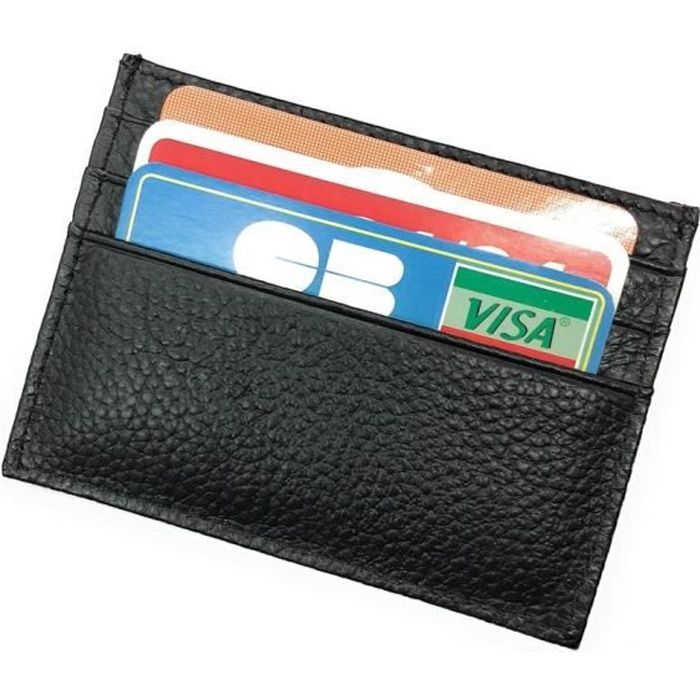 Etui Porte-carte De Crédit Plat 2 Côtés - 6 Cartes - Billets - Cuir Vachette Véritable - Homme Et