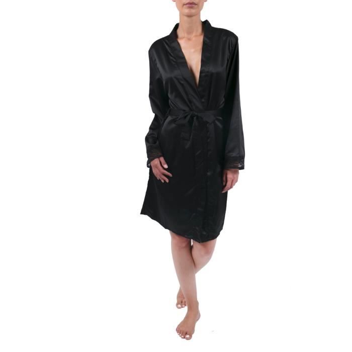 Peignoir femme noir discount