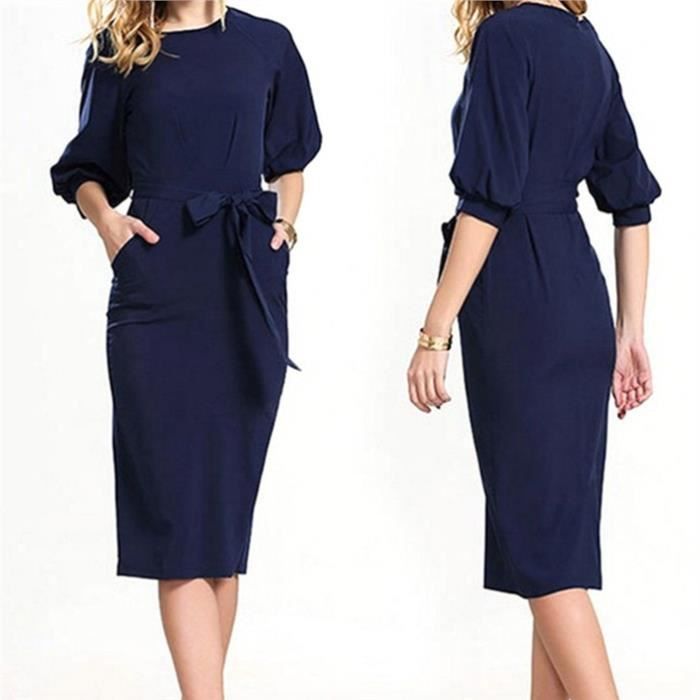 Robe mi longue manche bouffante Clearance