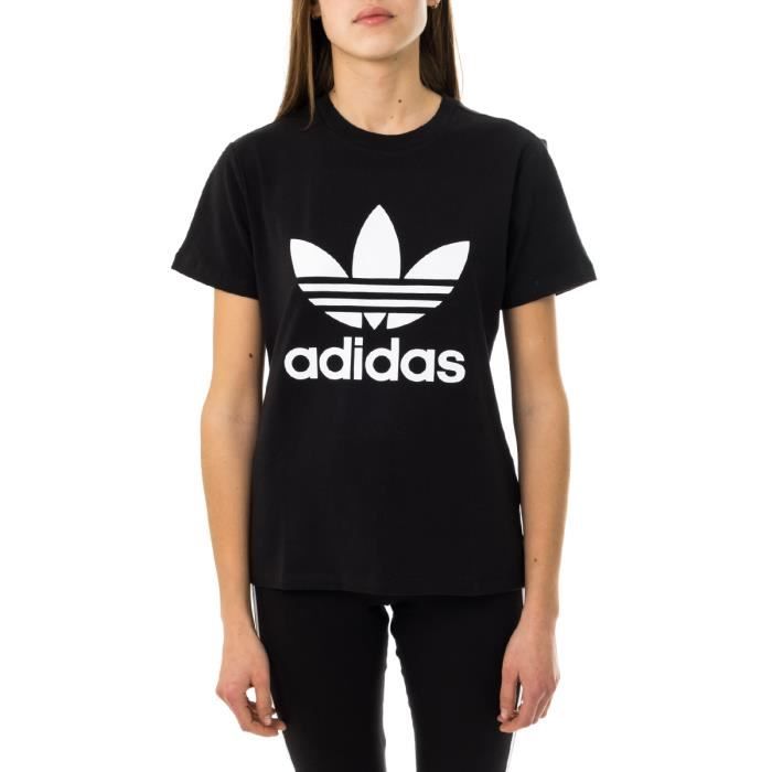 Adidas T shirt femme Adidas Trefoil Femme Noir Cdiscount Pr t