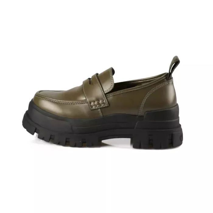 Buffalo Basket Buffalo ASPHA LOAFER - Femme - Textile - Khaki noir - Memory Foam - Semelle plateforme
