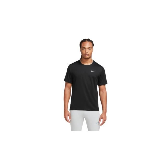 Tee-shirt de running - Nike - M NK DF UV Miler - noir/argent réfléchissant - manches courtes - homme