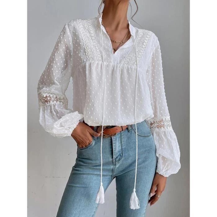 Chemise dentelle sales blanche femme