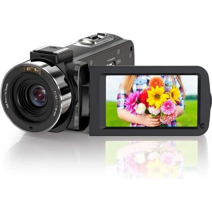 ZORNIK Caméscope,IR Vision Nocturne Caméra Vidéo HD 1080P 36MP 16X Zoom Numérique 3,0 Pouces LCD 270 Degrés Ecran Rotatif Vlogging C