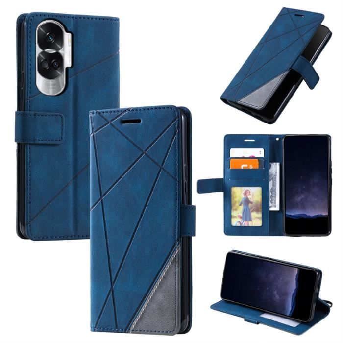 Custodia Portafoglio In Pelle Per Honor 90 Lite - Flip Cover Con Chiusura Magnetica, Slot Carte E Funzione Stand - Blu Scuro