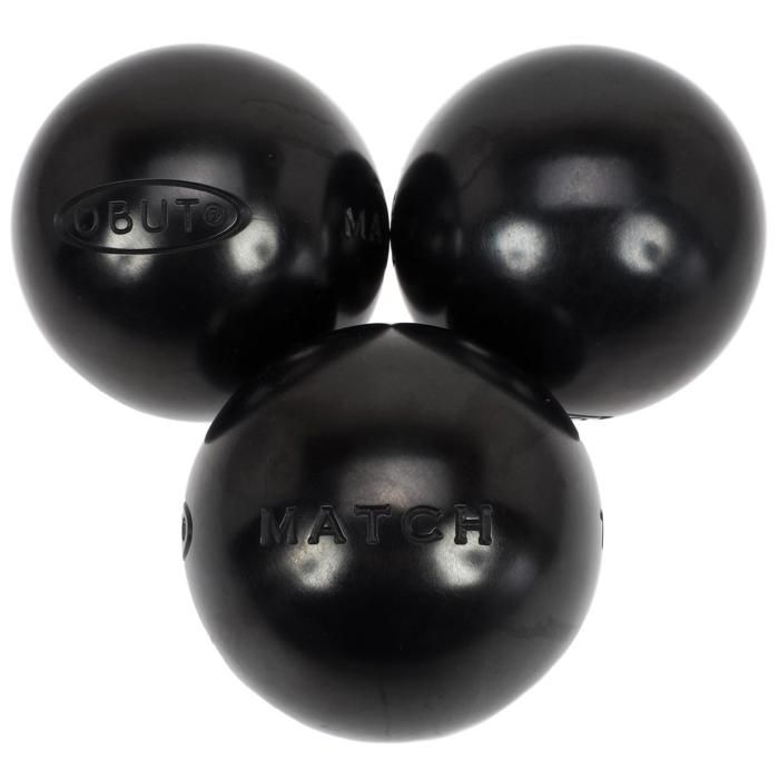 Set De 3 Boules De Pétanque Obut 720g - 75mm Lisse Acier Carbone, Noir, Avec Cochonnet Et Sac