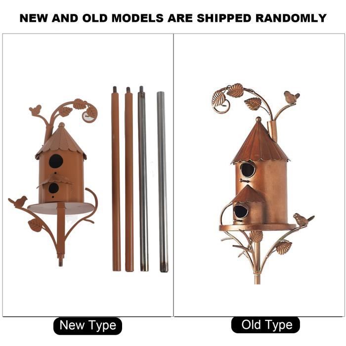 Comparer les prix de Nichoir à oiseaux en métal avec poteau - OMABETA - Maison d'art en métal - Imperméable et antirouille