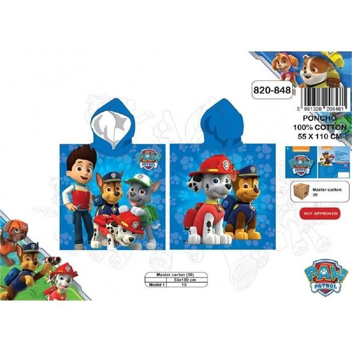 Poncho Serviette Paw Patrol - Capuche Enfants Taille Unique