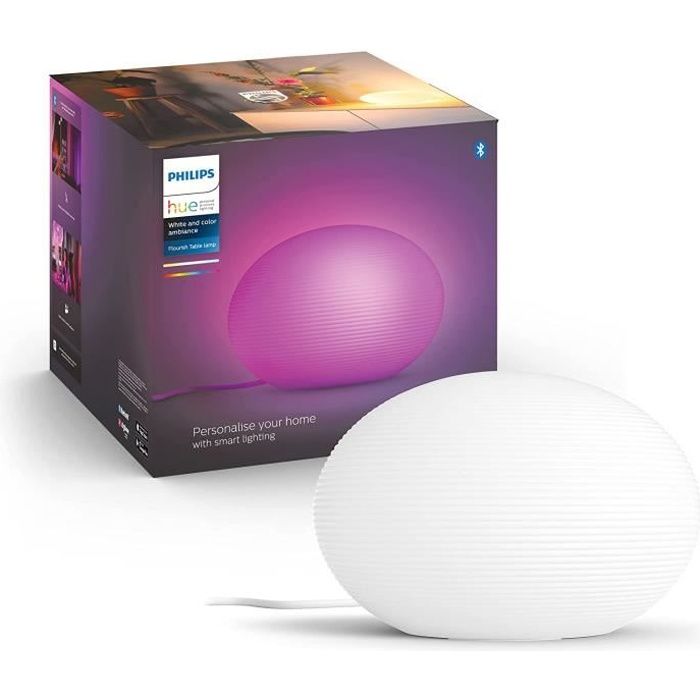 Philips Hue White & Color Ambiance FLOURISH Lampe à poser 9.5W - Bluetooth - Blanc