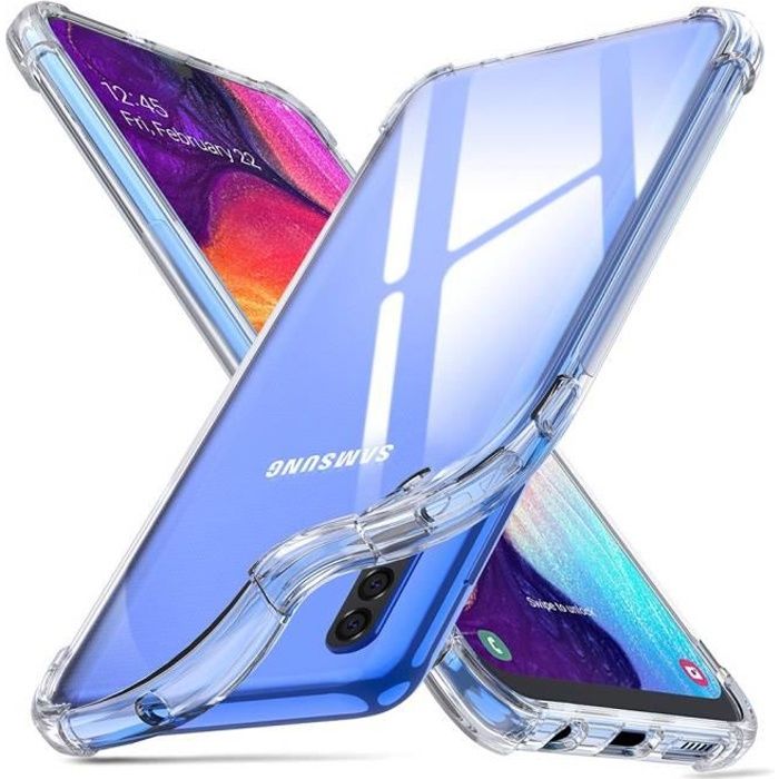 Étui de Protection Souple en Silicone pour Samsung Galaxy A50 kwmobile Coque Samsung Galaxy A50 Fuchsia-Bleu-Transparent 