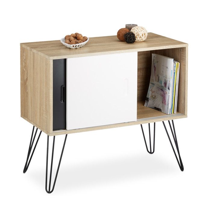 Relaxdays Commode retro design en bois et métal années 60 sideboard ...