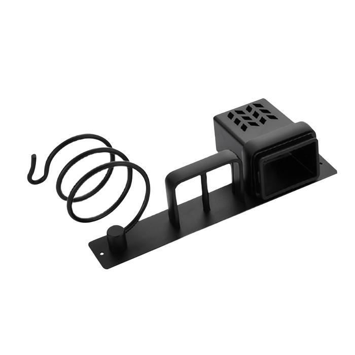 Hsyadazi Support Mural Universel Pour Sèche-cheveux Sans Perçage - Avec Un Trou De Rangement Pour Prise - Pour Salle De Bain, Salon - Noir