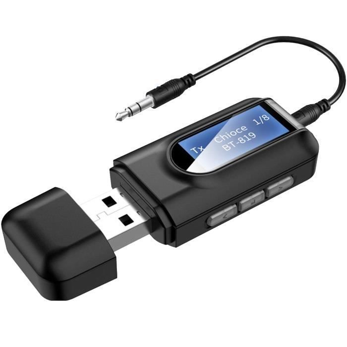 Adaptateur Bluetooth 5.4 Émetteur/Récepteur 2-en-1 Avec Double Prise Jack – Pour TV, Avion, Voiture, 2 Appareils Simultanés