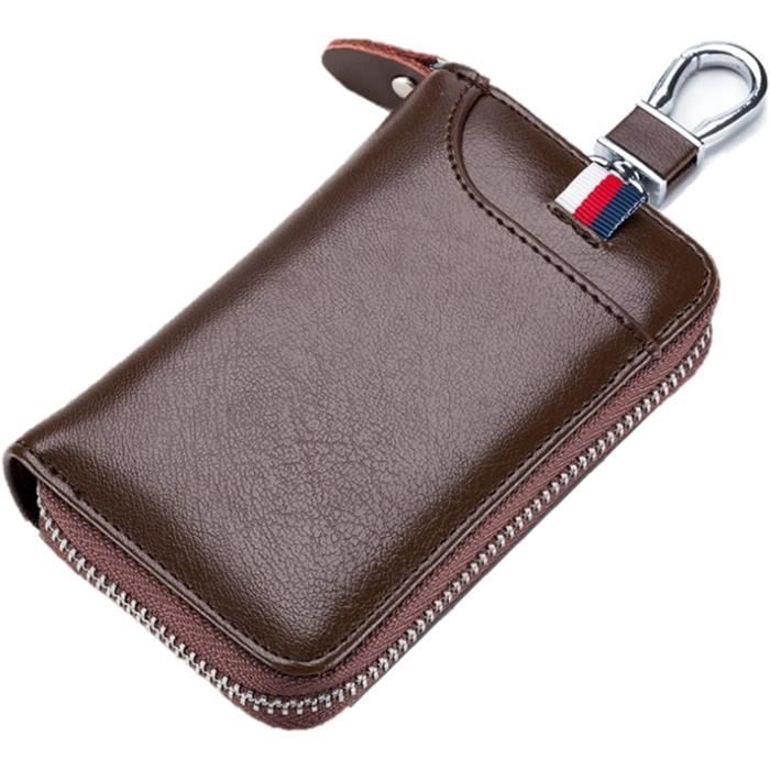 Étui à Clés En Cuir Branco Turquoise - Compartiment Zip, Poche Carte - Pour Clés De Voiture Et Objets Personnels - 14