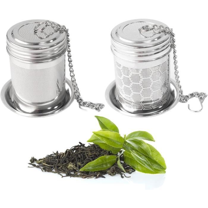 Passoires à Thé En Inox 304 - Lot De 2 (trous Complets Et Demi-trous) - Manche Télescopique - Pour Thé, Farine, épices - Facile à Nettoyer