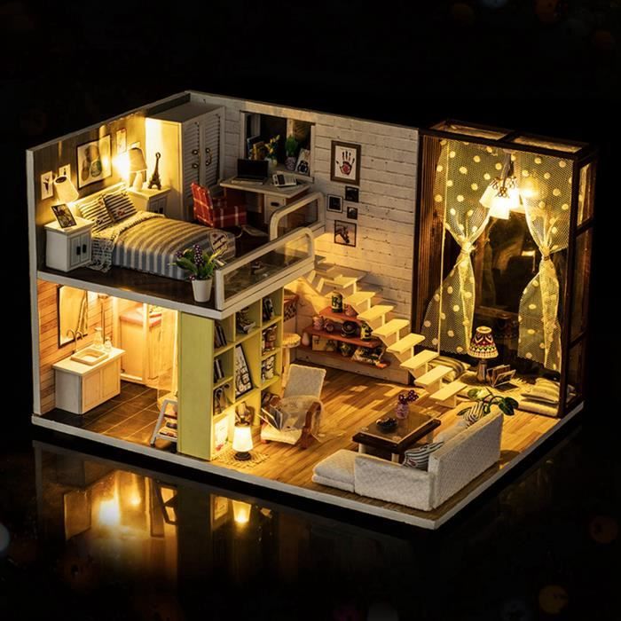 Set De 27 Meubles De Maison De Poupée En Bois – 5 Poupées Familiales Articulées, Chambre, Salon, Cuisine, Salle De Bain – Dès 3 Ans