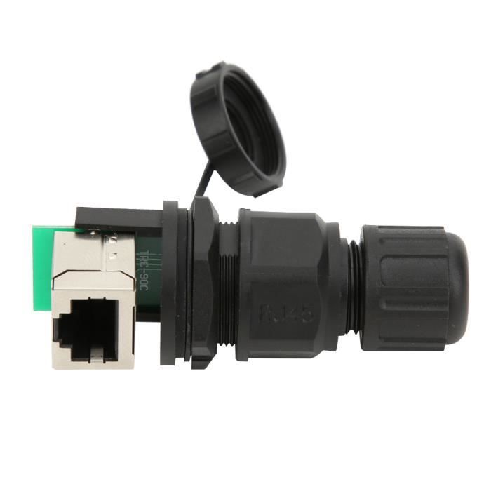 Connecteur réseau RJ45-90° étanche SURENHAP - 8 broches - Noir ...