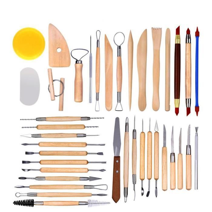Kit De 18 Outils De Sculpture Et Modelage – Pour Argile, Poterie, Onglerie, Bois – Sac Inclus