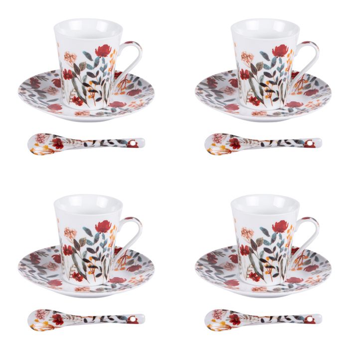 Coffret 4 Tasses à Espresso Palawan En Porcelaine Blanche - 14 Cl - Lavable Au Lave-vaisselle