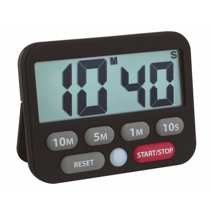 tfa dostmann minuteur numérique et chronomètre, 38.2038.01 plastique, noir,