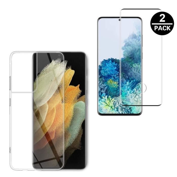 TOPRODUITS Coque de protection transparente et 2 Verres tremp&eacute;s 3D pour Samsung Galaxy S22 Ultra 5G [&reg;] 