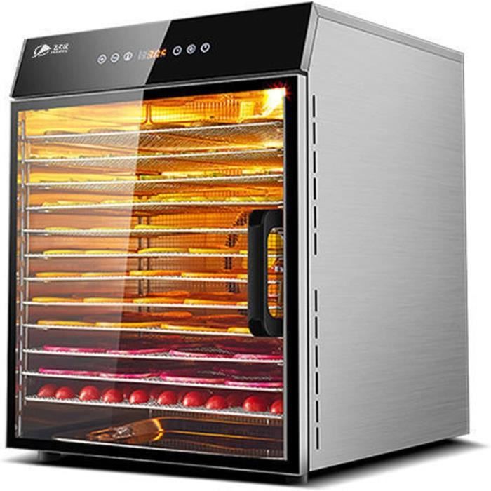 Déshydrateur Alimentaire Professionnel 12 Ou 18 Plateaux Inox - Température 20-90°C, Minuterie 24h - Séchage 360° à Double Ventilateur